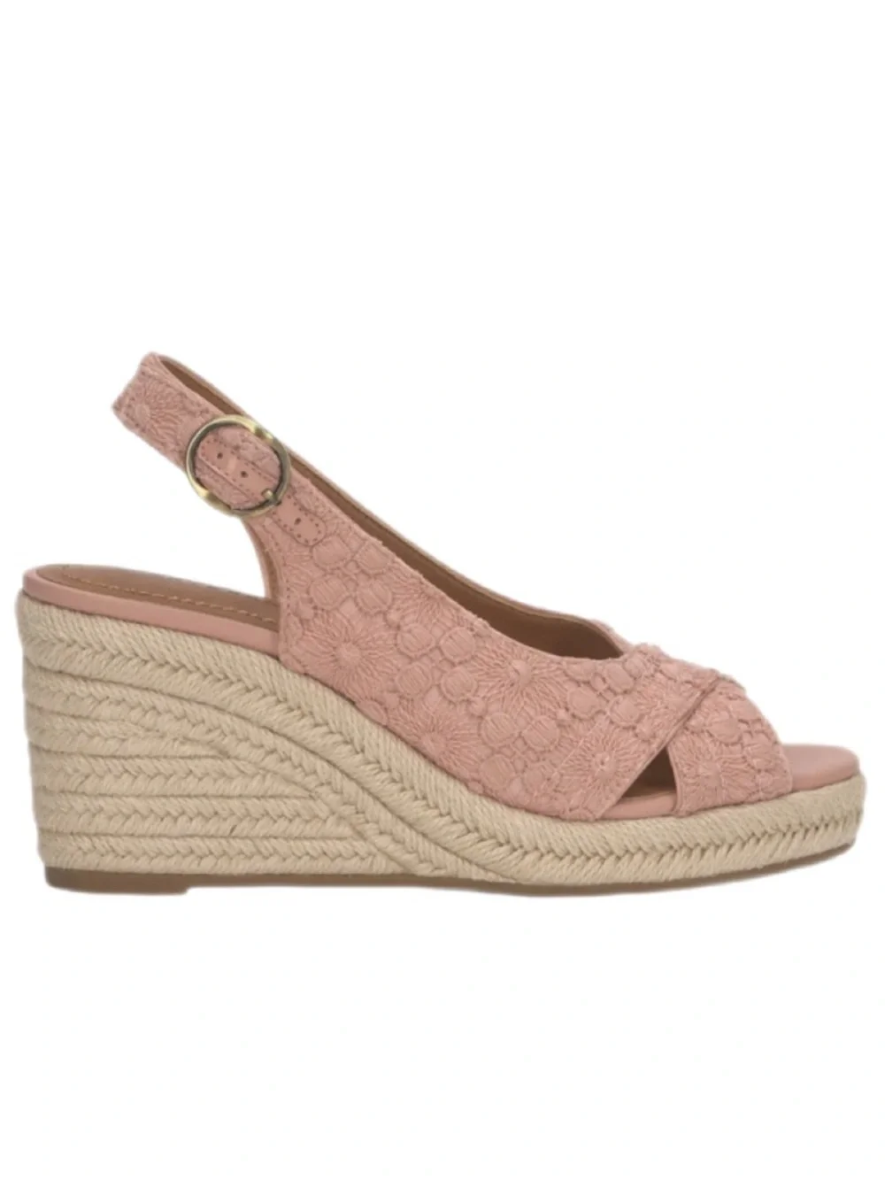 17. Lucky Brand Women’s Slingback Peep-toe Espadrille Wedge Sandals Pink